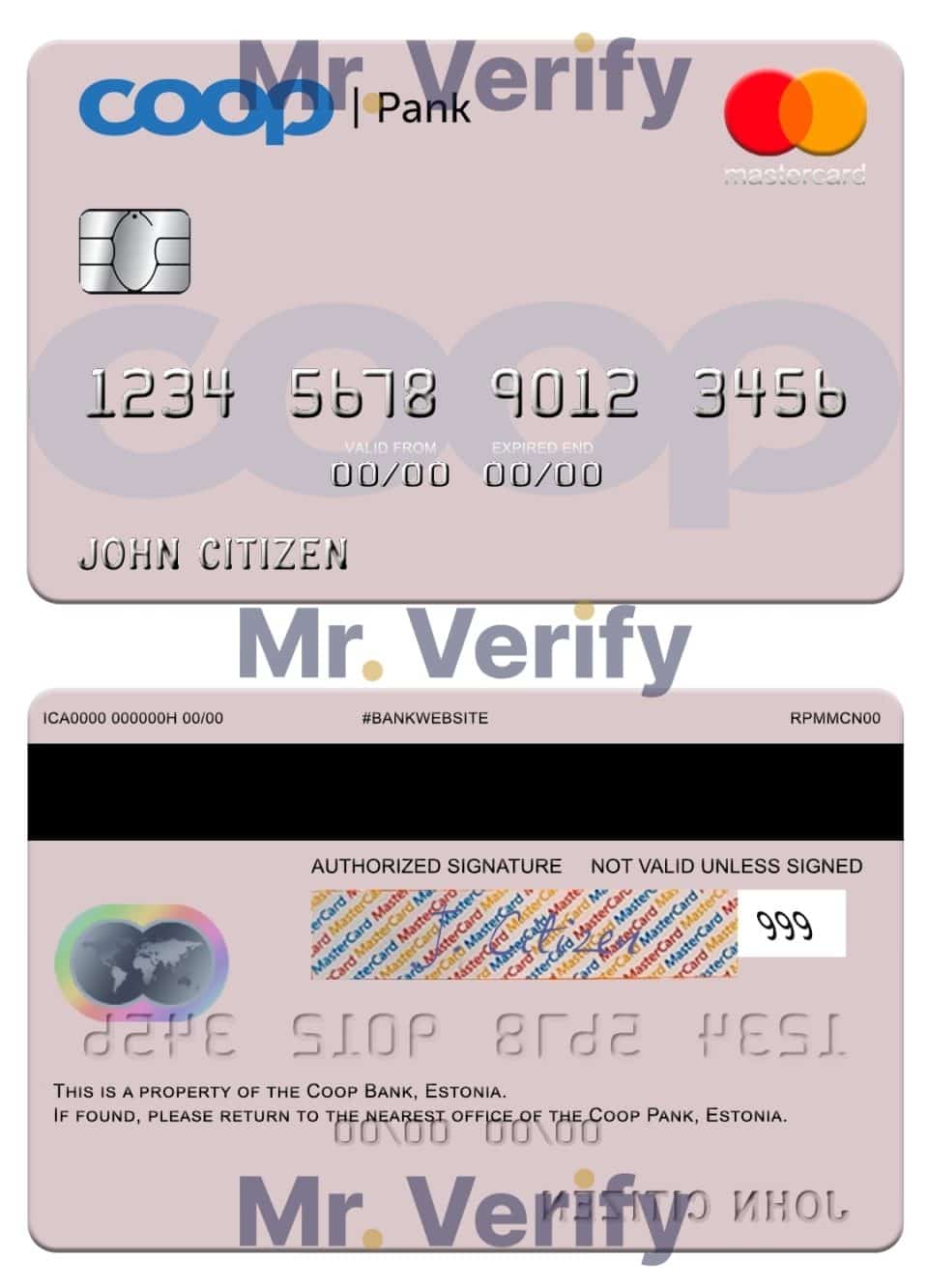 Fillable Estonia Coop Pank mastercard credit card Templates | Layer-Based PSD