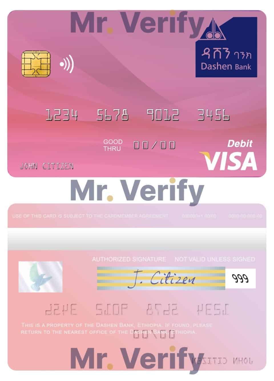 Fillable Ethiopia Dashen Bank visa debit credit card Templates | Layer-Based PSD