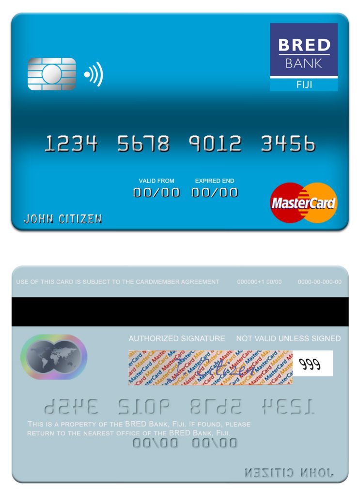 Fillable Fiji BRED Bank mastercard credit card Templates | Layer-Based PSD