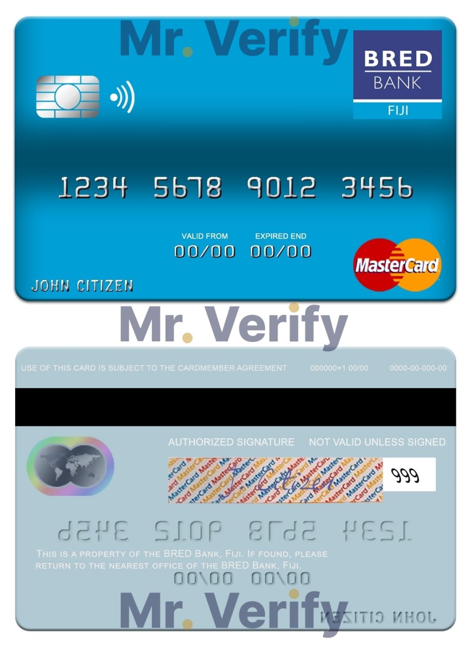 Fillable Fiji BRED Bank mastercard credit card Templates | Layer-Based PSD