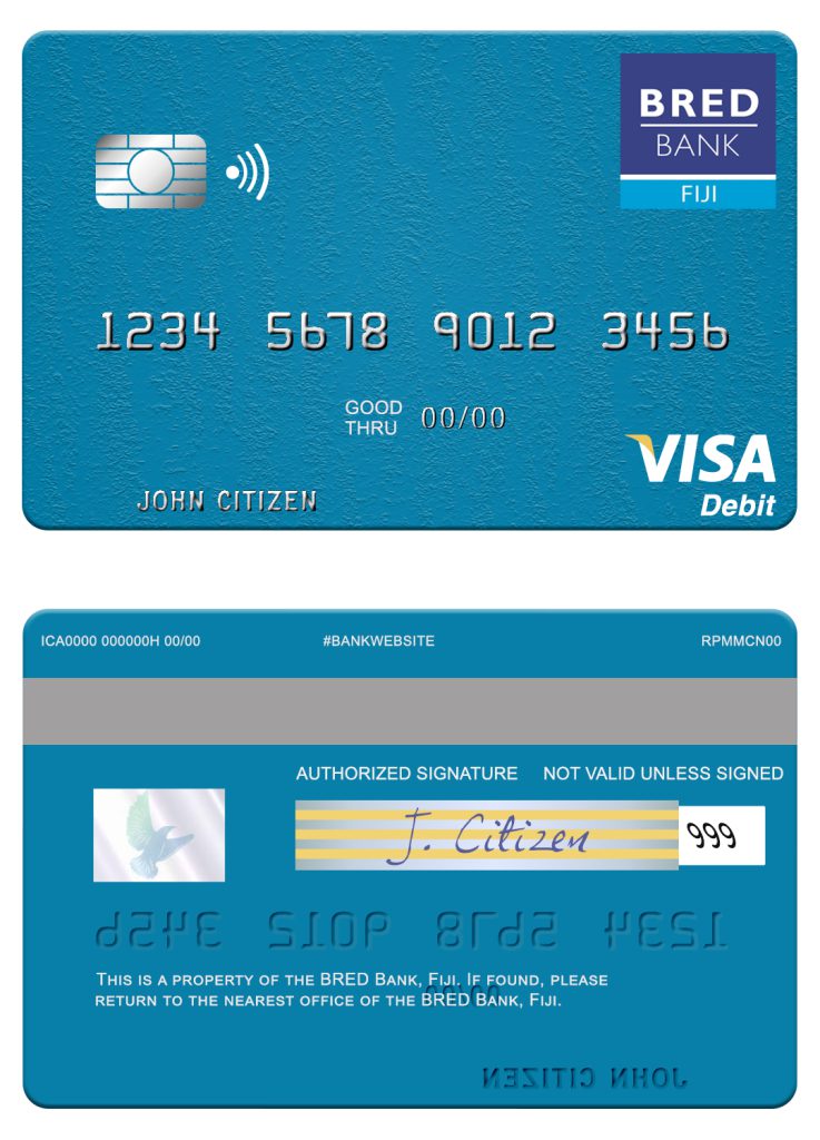 Fillable Fiji BRED Bank visa debit credit card Templates