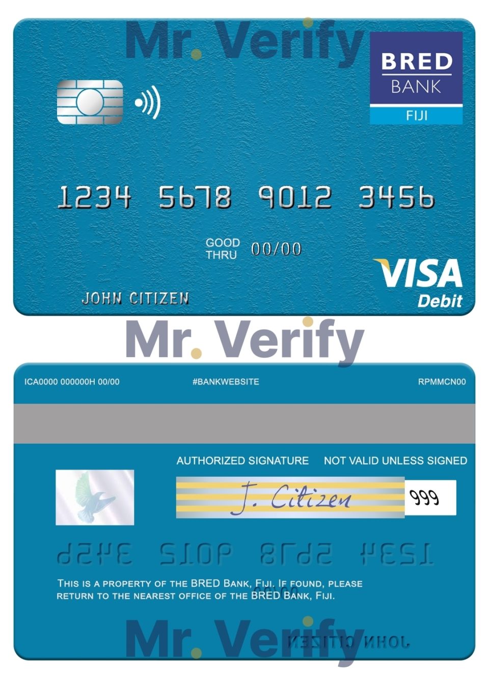 Fillable Fiji BRED Bank visa debit credit card Templates | Layer-Based PSD