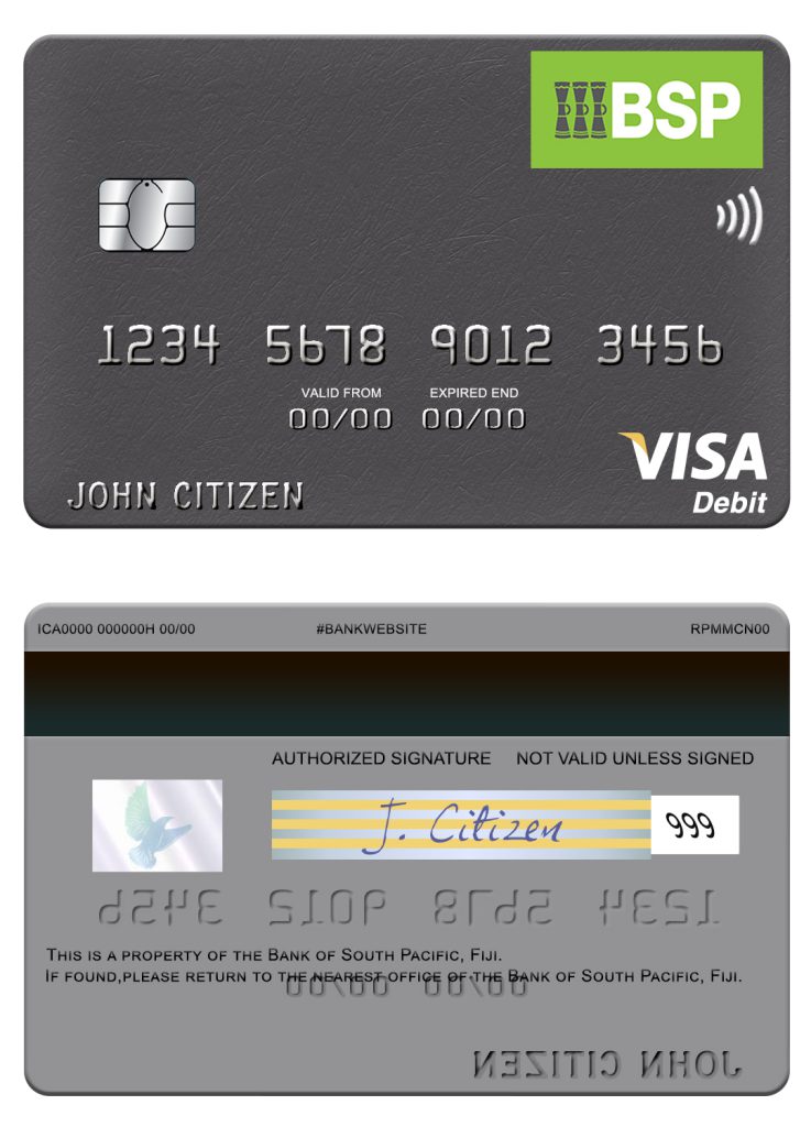 Fillable Fiji Bank of South Pacific visa debit card Templates