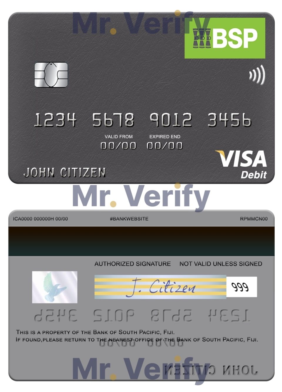 Fillable Fiji Bank of South Pacific visa debit card Templates | Layer-Based PSD