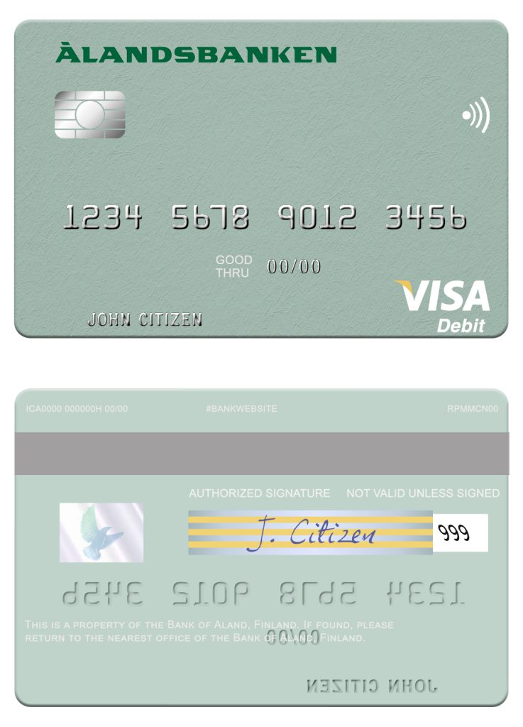 Fillable Finland Bank of Aland visa debit credit card Templates | Layer-Based PSD