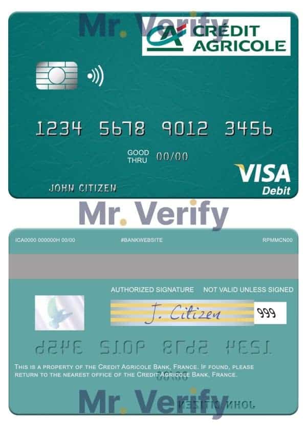 Fillable France Credit Agricole Bank visa debit card Templates | Layer-Based PSD