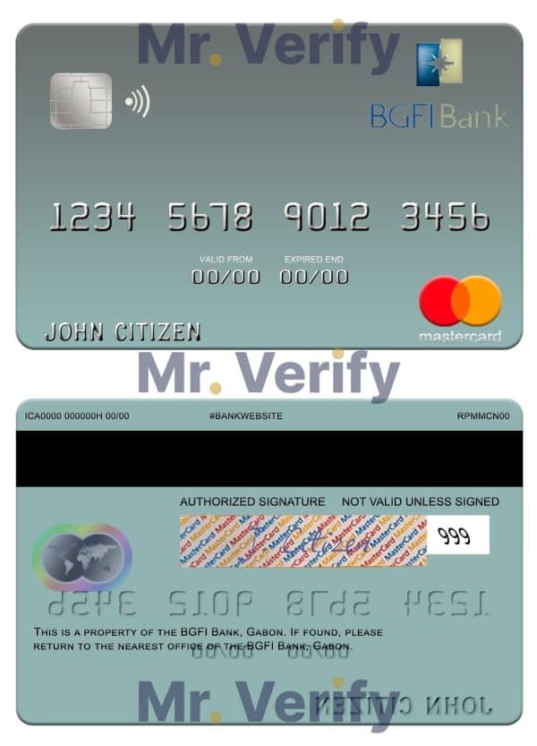Fillable Gabon BGFI Bank mastercard Templates | Layer-Based PSD