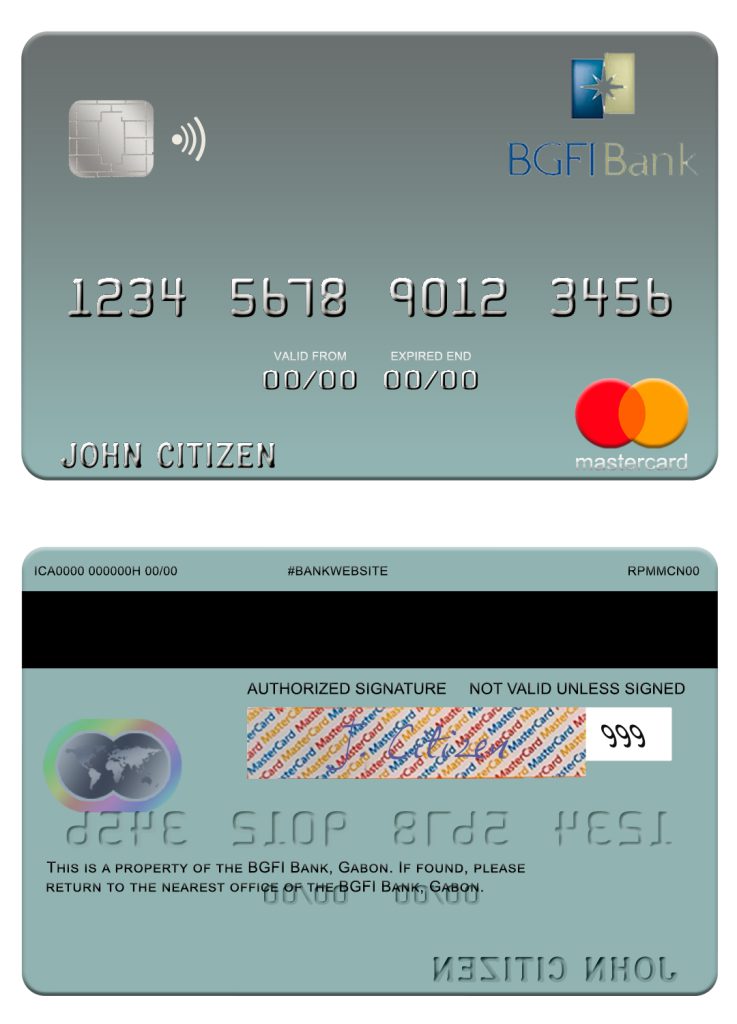 Fillable Gabon BGFI Bank mastercard Templates | Layer-Based PSD