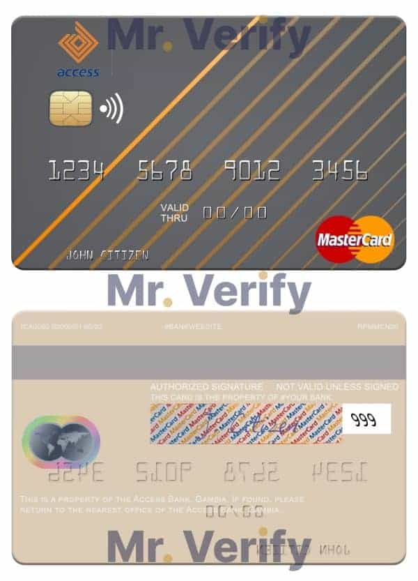 Fillable Gambia Access Bank mastercard Templates | Layer-Based PSD