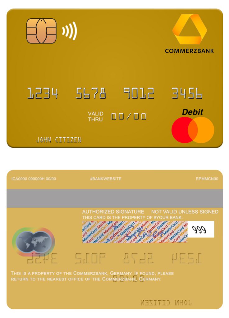 Fillable Germany Commerz Bank mastercard Templates
