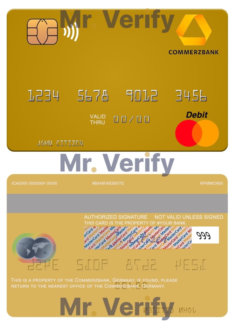 Fillable Germany Commerz Bank mastercard Templates | Layer-Based PSD