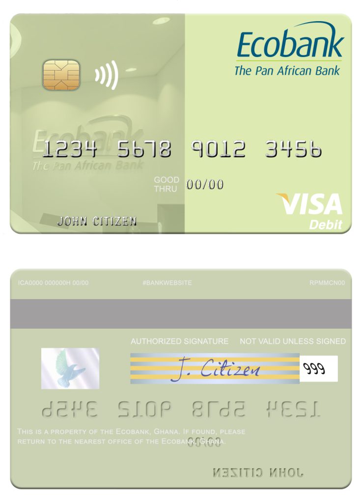 Fillable Ghana Ecobank Ghana visa debit card Templates | Layer-Based PSD