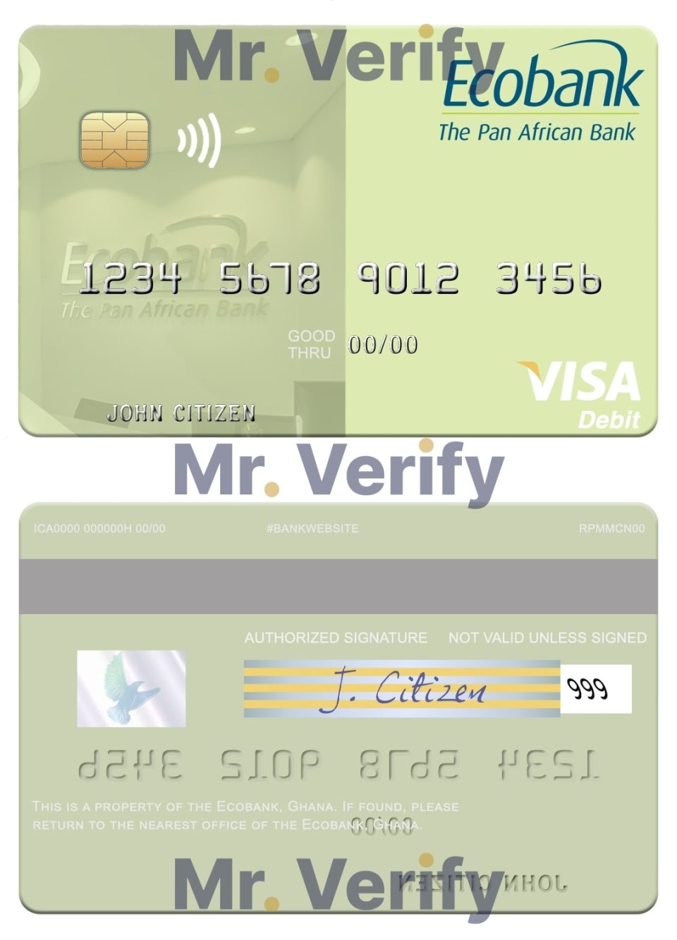 Fillable Ghana Ecobank Ghana visa debit card Templates | Layer-Based PSD