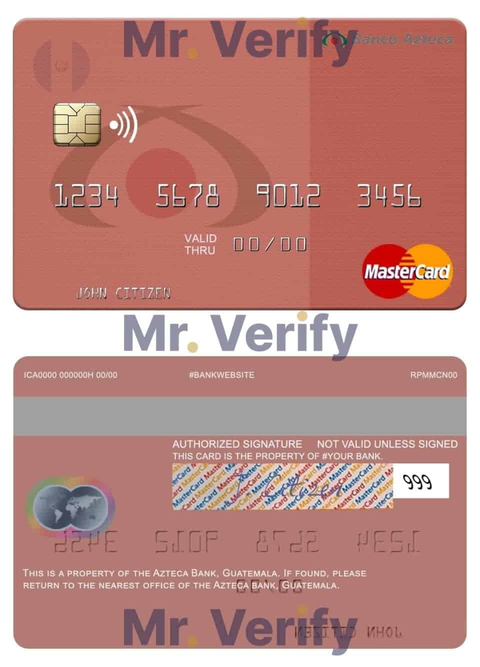 Fillable Guatemala Azteca Bank mastercard Templates | Layer-Based PSD
