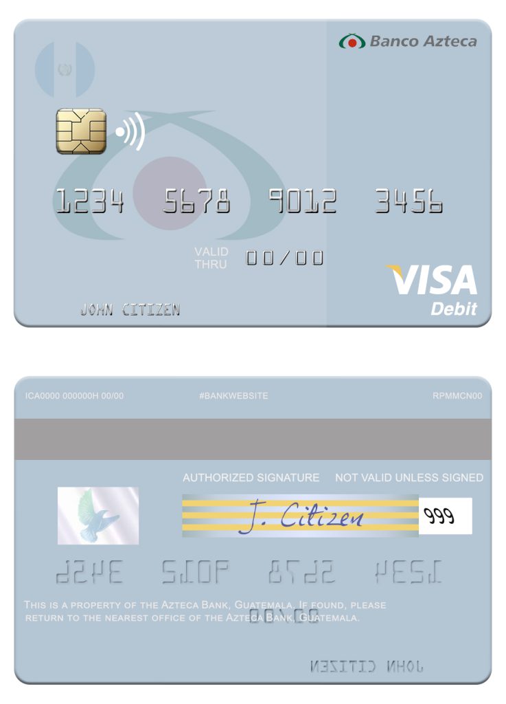 Fillable Guatemala Azteca Bank visa card Templates | Layer-Based PSD