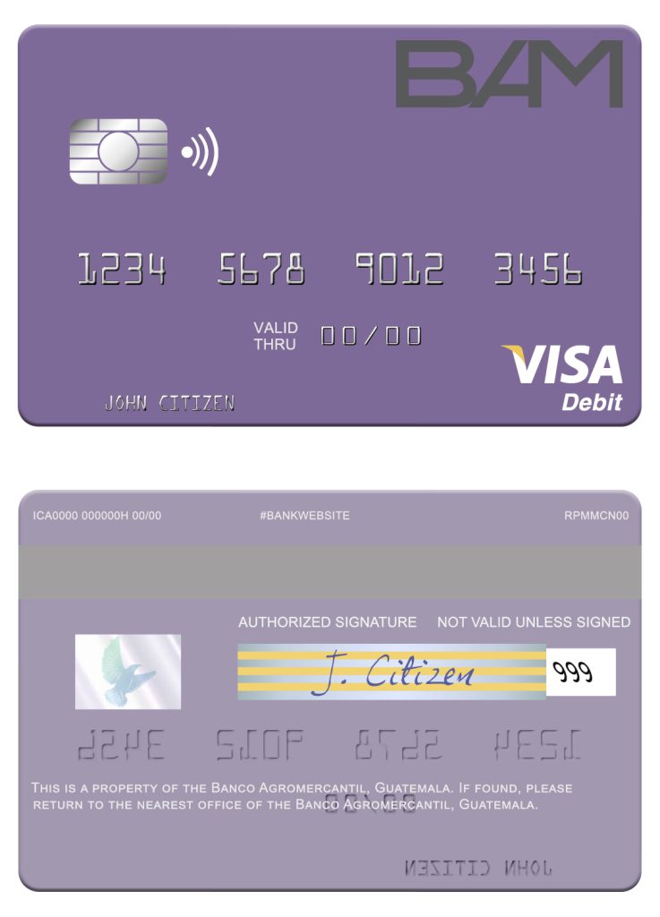 Fillable Guatemala Banco Agromercantil visa card Templates