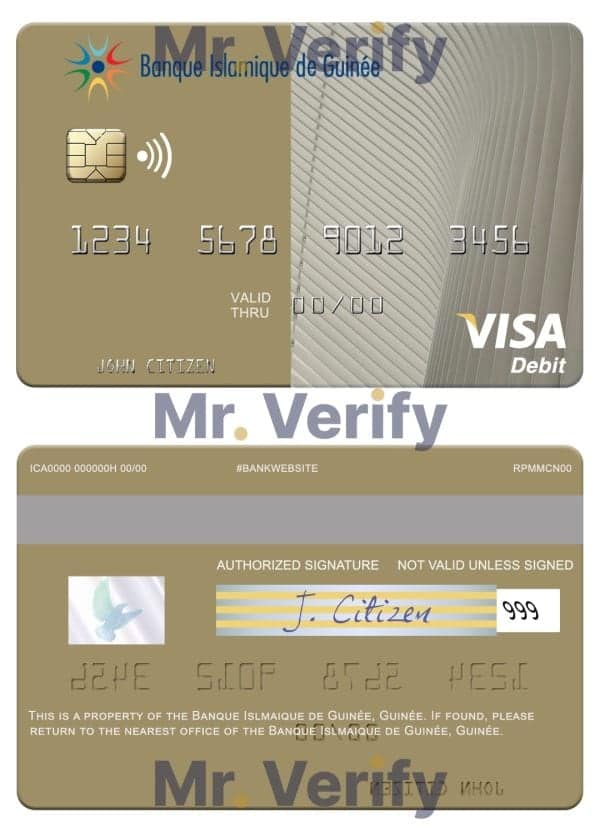 Fillable Guinea Banque Islmaique de Guinée visa card Templates | Layer-Based PSD