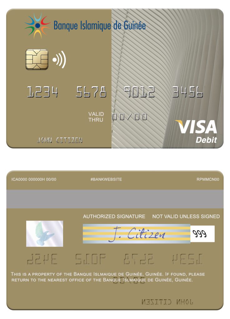 Fillable Guinea Banque Islmaique de Guinée visa card Templates | Layer-Based PSD