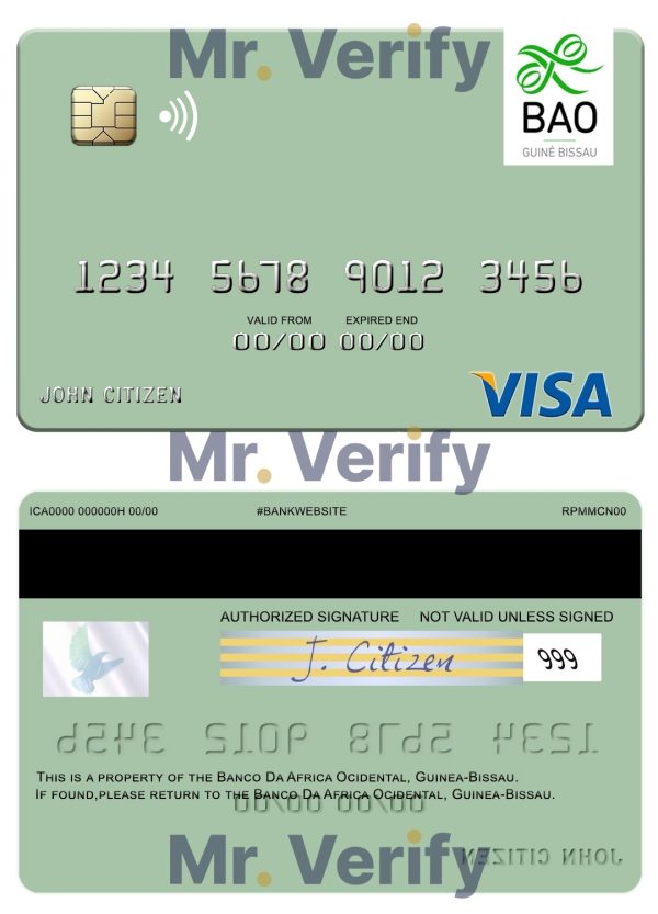 Fillable Guinea Bissau Banco Da Africa Ocidental visa card Templates 600x833 - Cart
