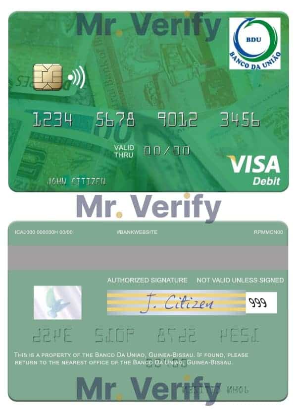 Fillable Guinea Bissau Banco Da Uniao visa card Templates | Layer-Based PSD