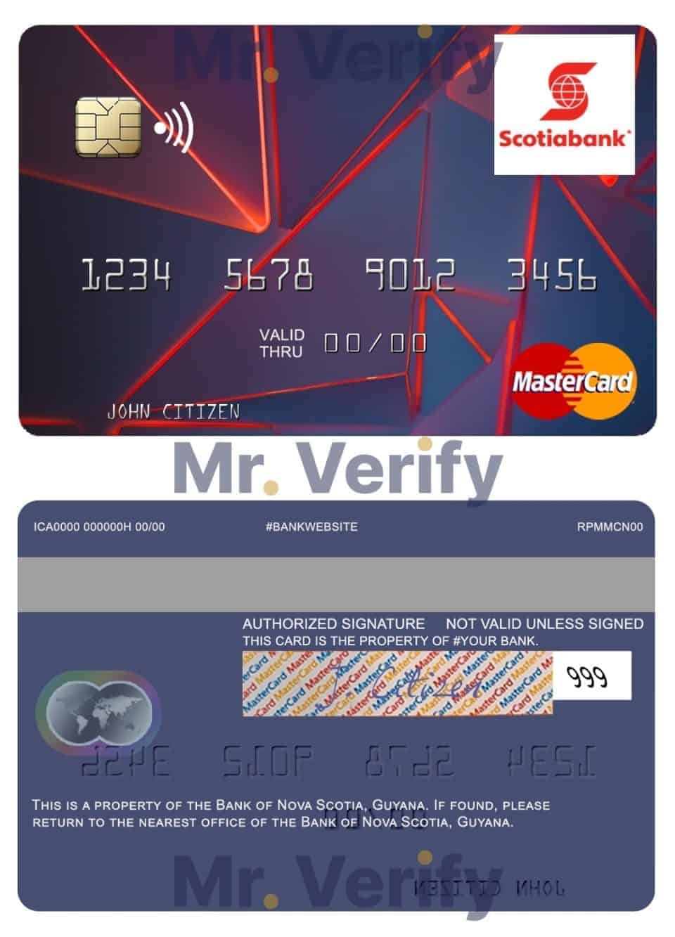 Fillable Guyana Bank of Nova Scotia mastercard credit card Templates | Layer-Based PSD