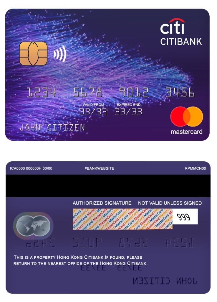Fillable Hong Kong Citibank mastercard Templates | Layer-Based PSD