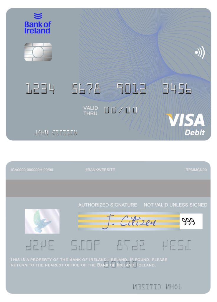 Fillable Ireland Bank of Ireland visa card Templates | Layer-Based PSD
