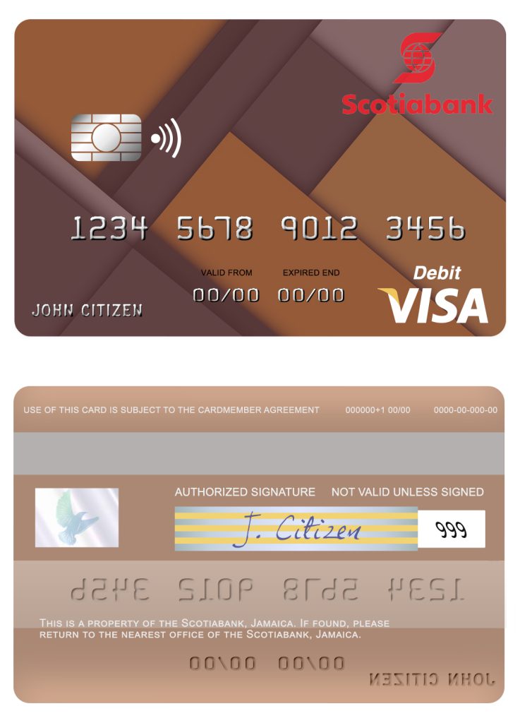 Fillable Jamaica Scotiabank visa card Templates | Layer-Based PSD
