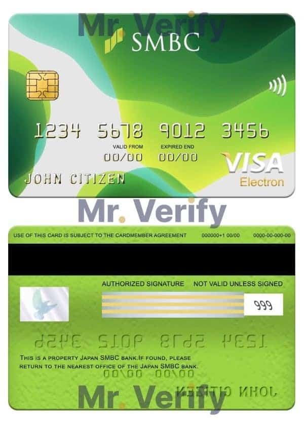 Fillable Japan Sumitomo Mitsui Banking Corporation (SMBC) bank visa electron card Templates | Layer-Based PSD (Copy)