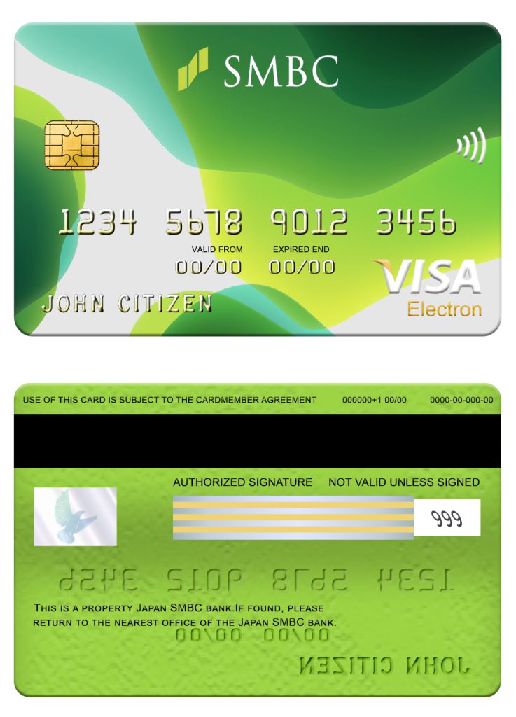 Fillable Japan Sumitomo Mitsui Banking Corporation (SMBC) bank visa electron card Templates | Layer-Based PSD (Copy)