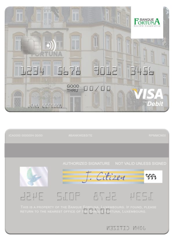 Fillable Luxembourg Banque Fortuna visa credit card Templates 600x833 - Cart