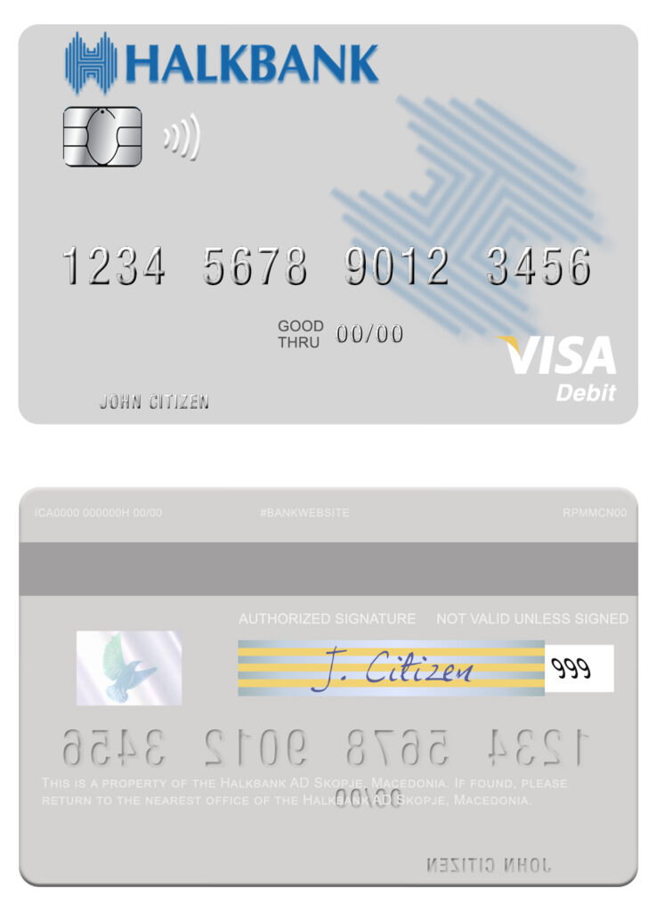 Fillable Macedonia Halkbank AD Skopje visa card Templates | Layer-Based PSD