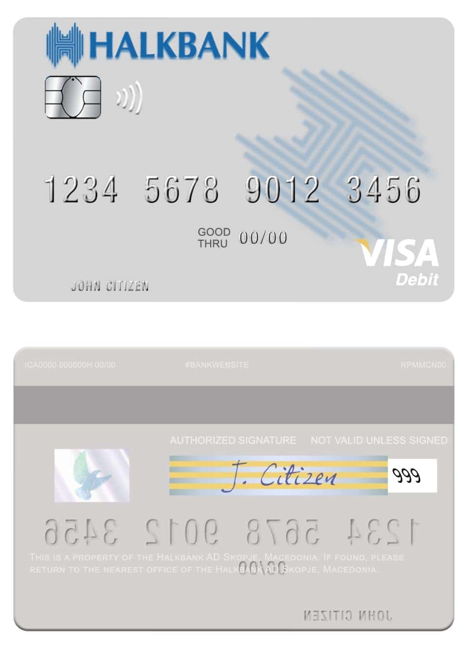 Fillable Macedonia Halkbank AD Skopje visa card Templates | Layer-Based PSD