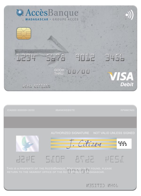 Fillable Madagascar AccèsBanque visa card Templates | Layer-Based PSD