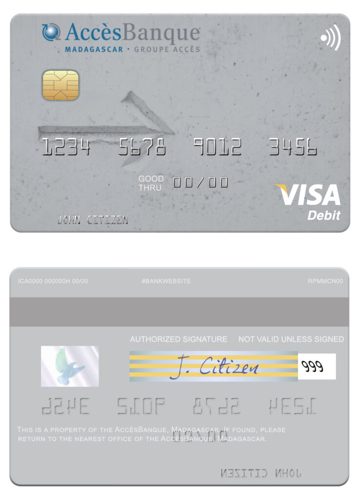 Fillable Madagascar AccèsBanque visa card Templates | Layer-Based PSD