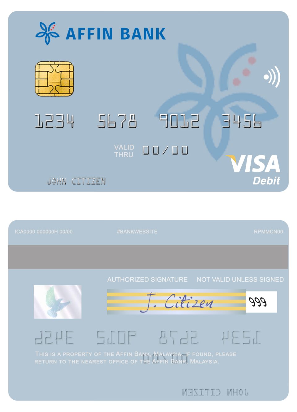Fillable Malaysia Affin Bank visa card Templates | Layer-Based PSD