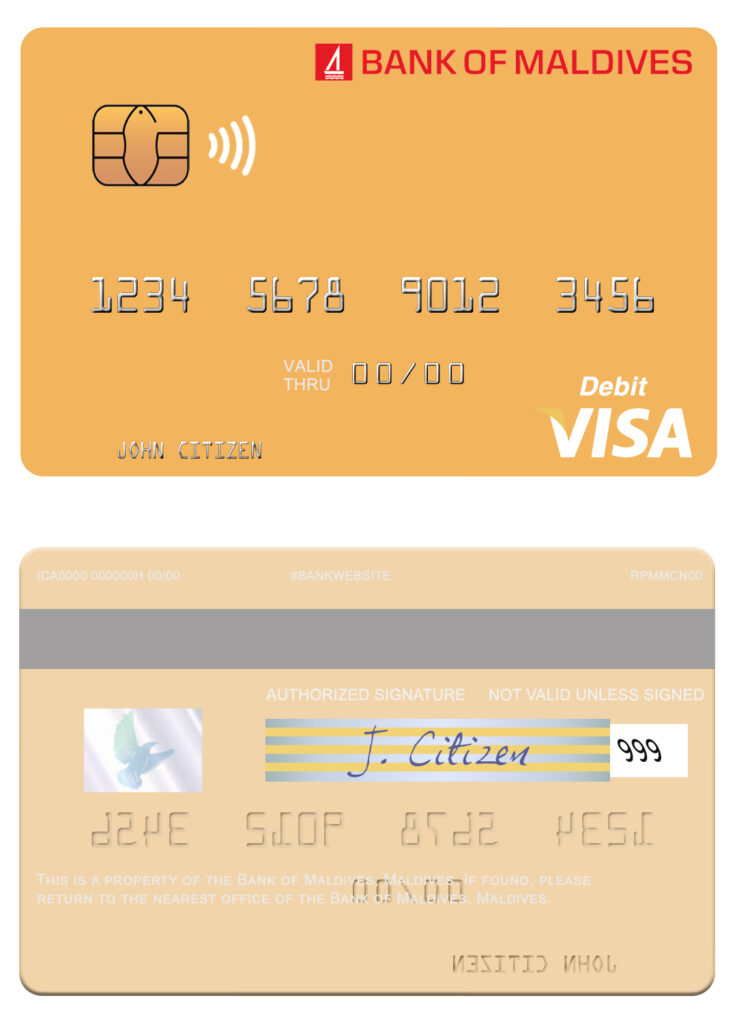 Fillable Maldives Bank of Maldives visa credit card Templates | Layer-Based PSD