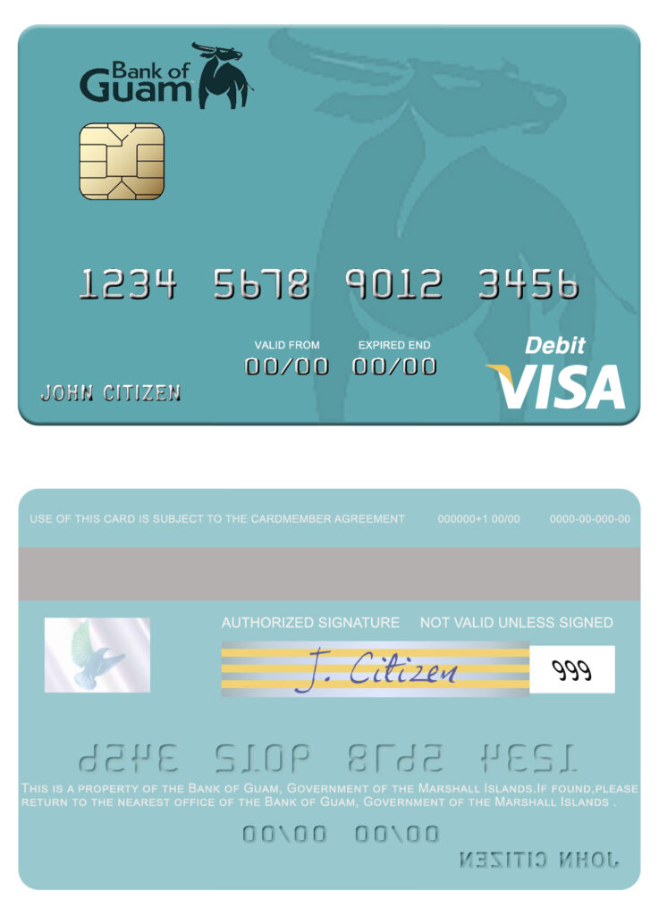 Fillable Marshall Islands Bank of Guam visa credit card Templates | Layer-Based PSD
