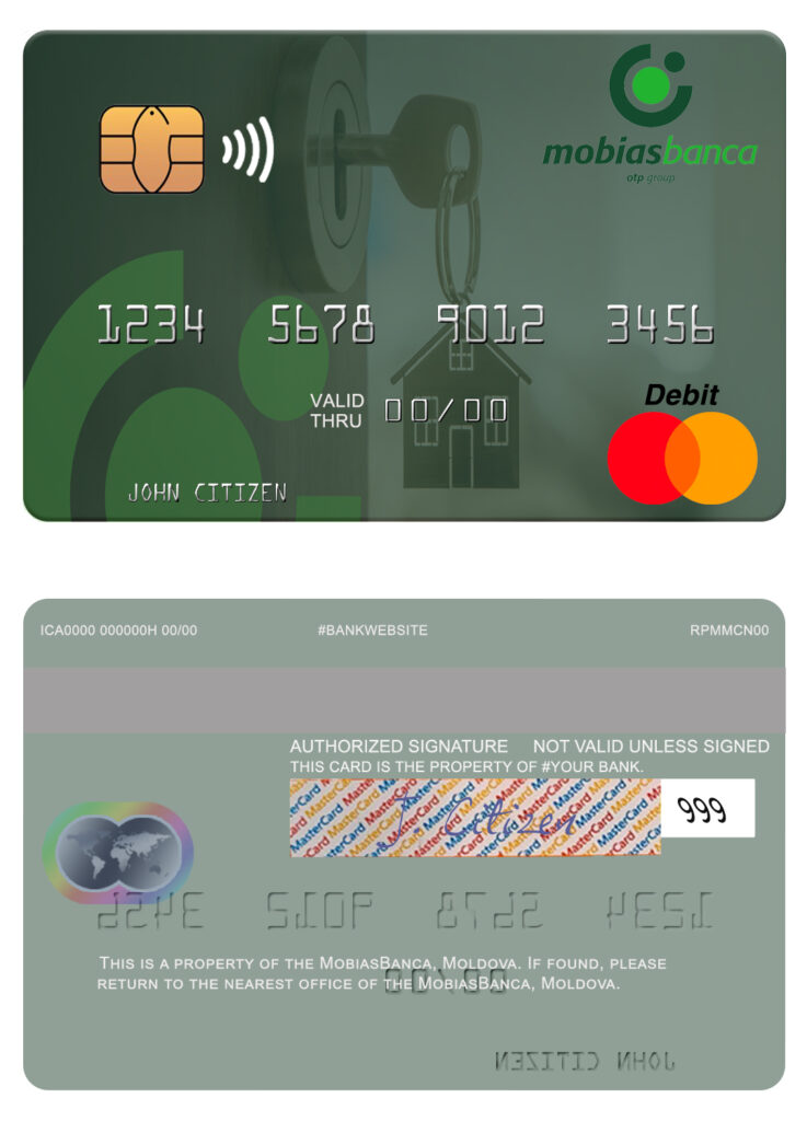 Fillable Moldova MobiasBanca bank mastercard Templates | Layer-Based PSD
