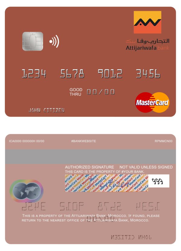 Fillable Morocco Attijariwafa bank mastercard Templates 600x833 - Cart
