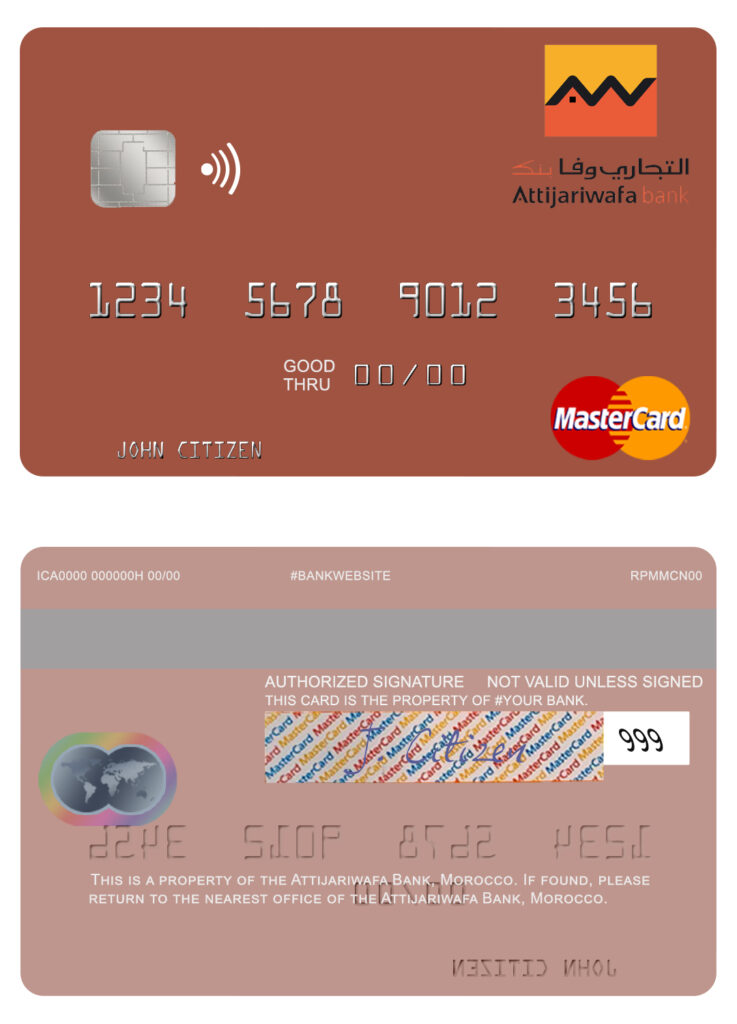 Fillable Morocco Attijariwafa bank mastercard Templates | Layer-Based PSD