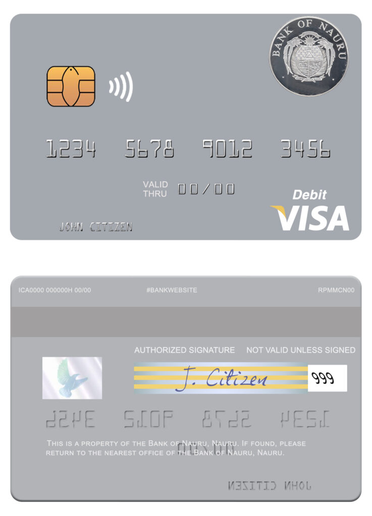 Fillable Nauru Bank of Nauru visa debit card Templates