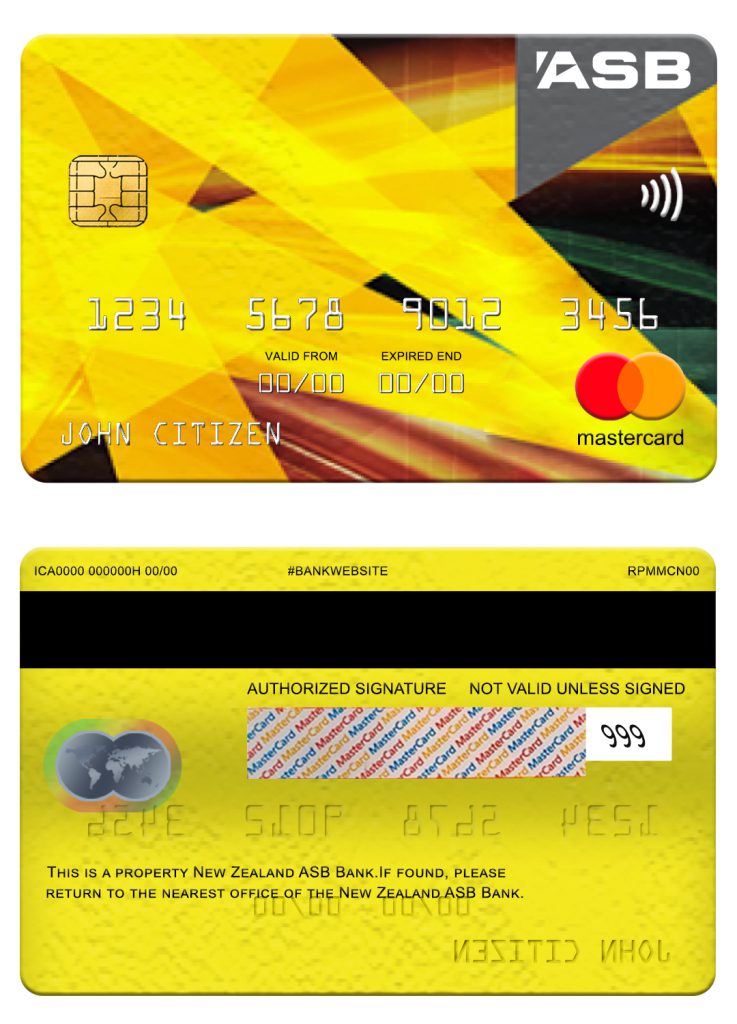 Fillable New Zealand ASB bank mastercard Templates | Layer-Based PSD
