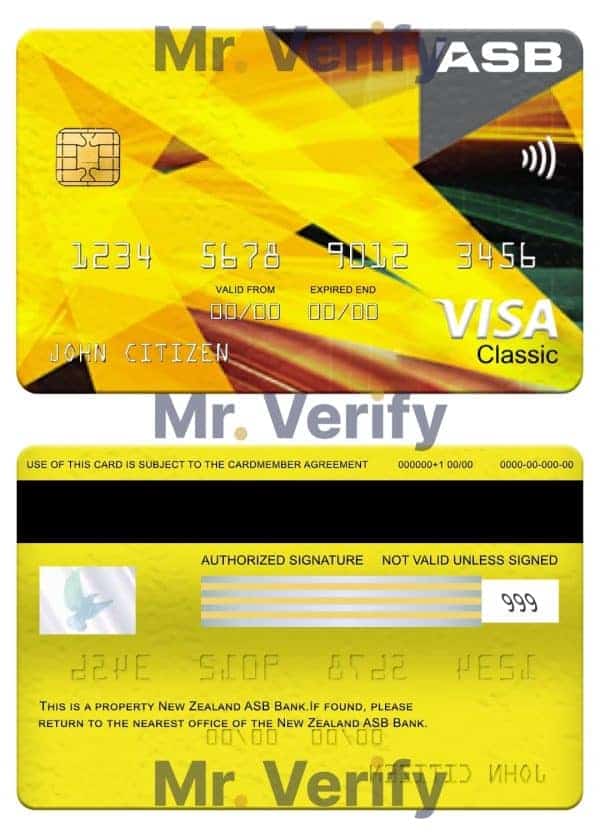 Fillable New Zealand ASB bank visa classic card Templates | Layer-Based PSD