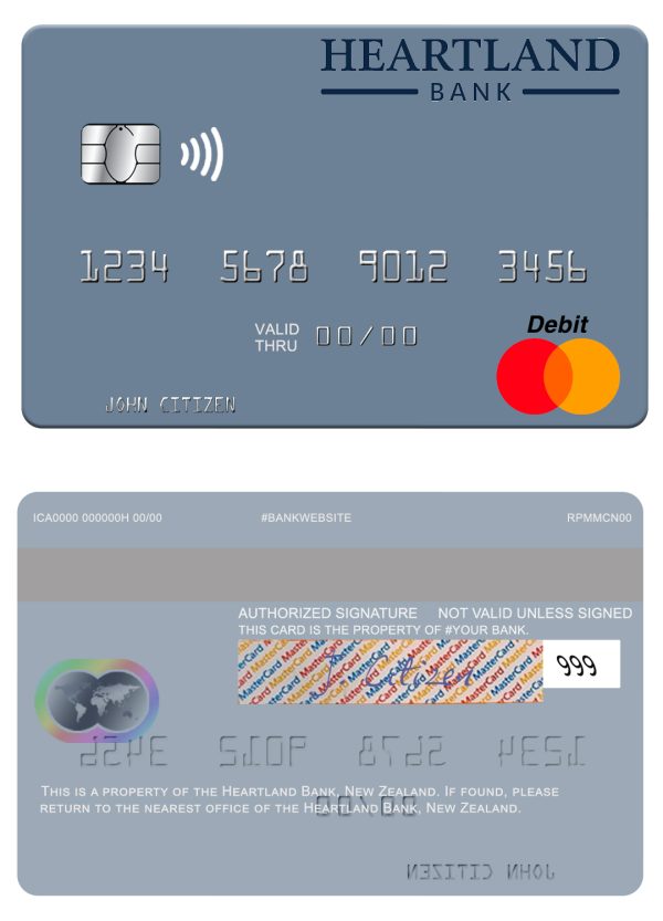 Fillable New Zealand Heartland Bank mastercard credit card Templates 600x833 - Cart