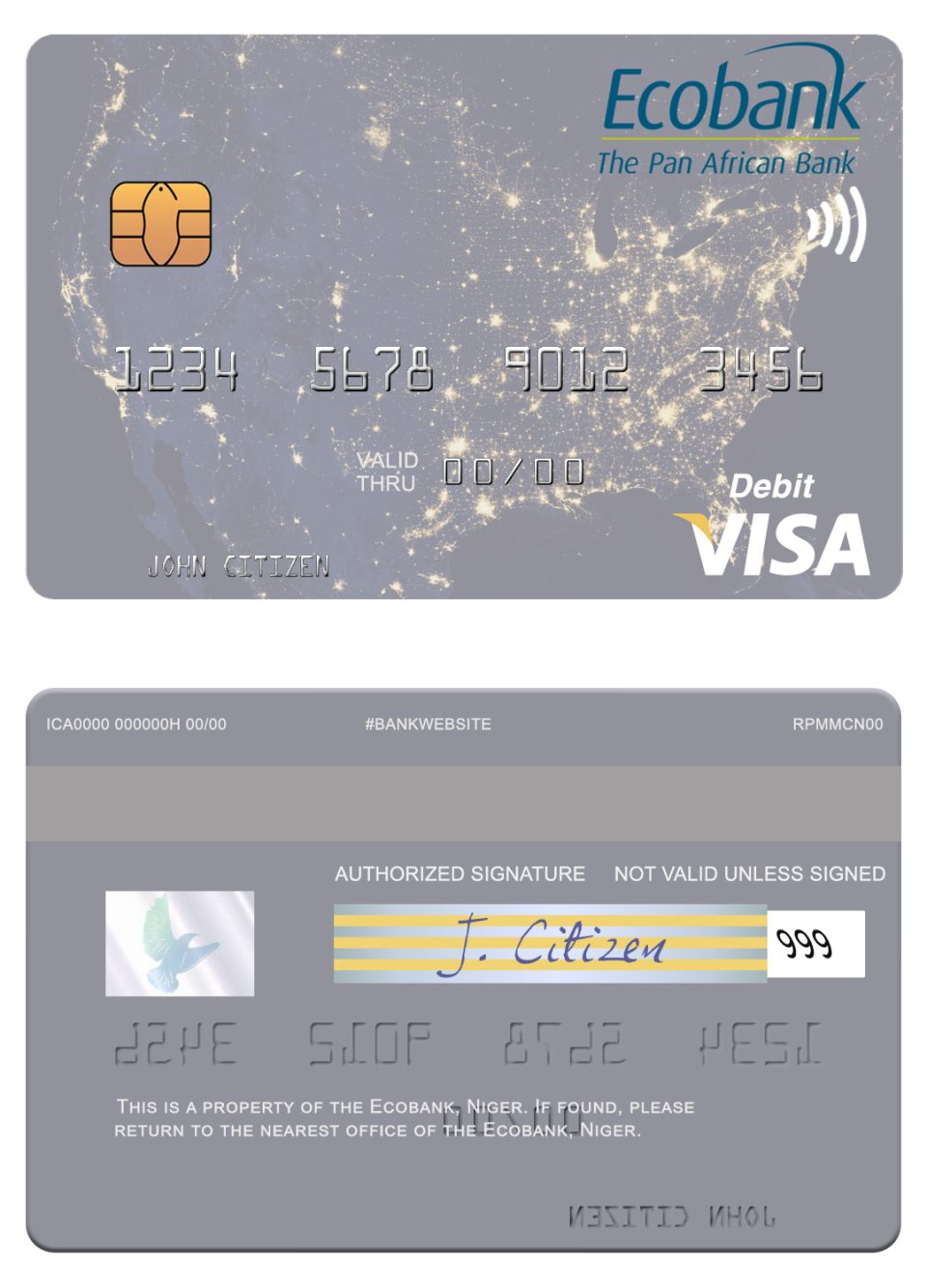 Fillable Niger Ecobank visa debit card Templates | Layer-Based PSD