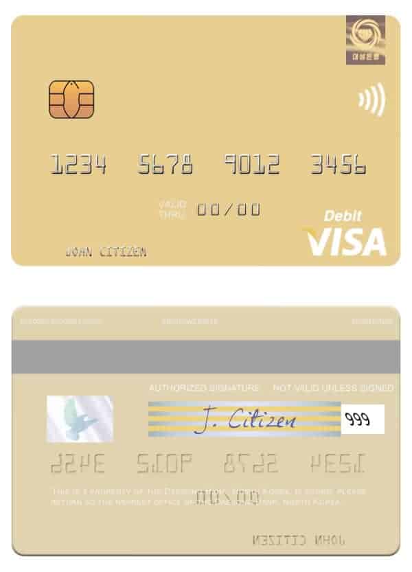 Fillable North Korea Daesong Bank visa debit card Templates | Layer-Based PSD