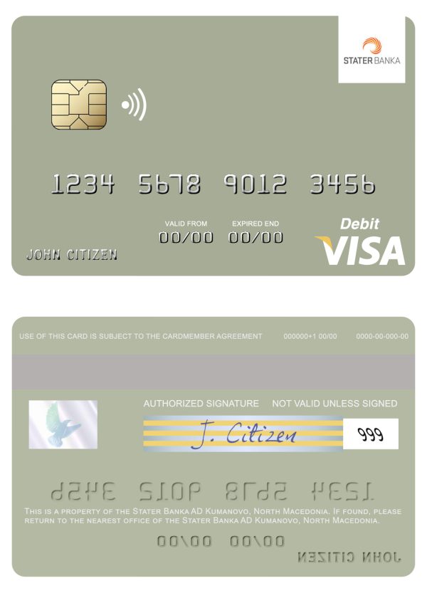 Fillable North Macedonia Stater Banka AD Kumanovo visa debit card Templates 600x833 - Cart