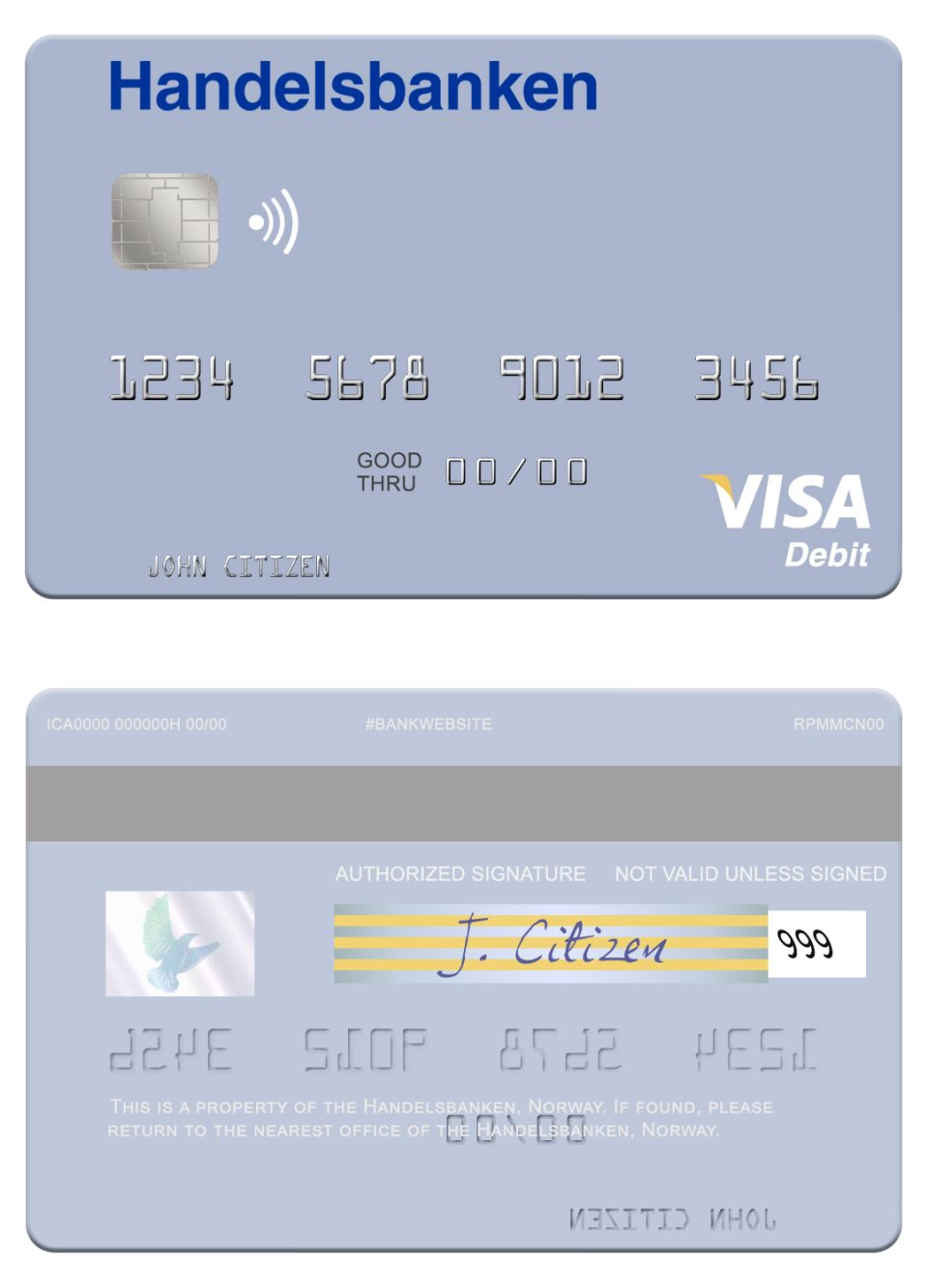 Fillable Norway Handelsbanken visa debit card Templates | Layer-Based PSD