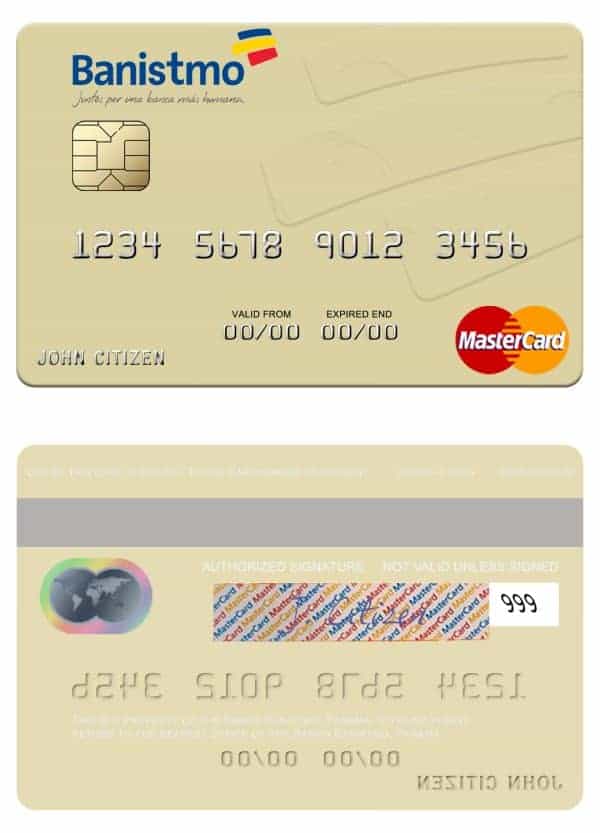 Fillable Panama Banco Banistmo mastercard Templates | Layer-Based PSD